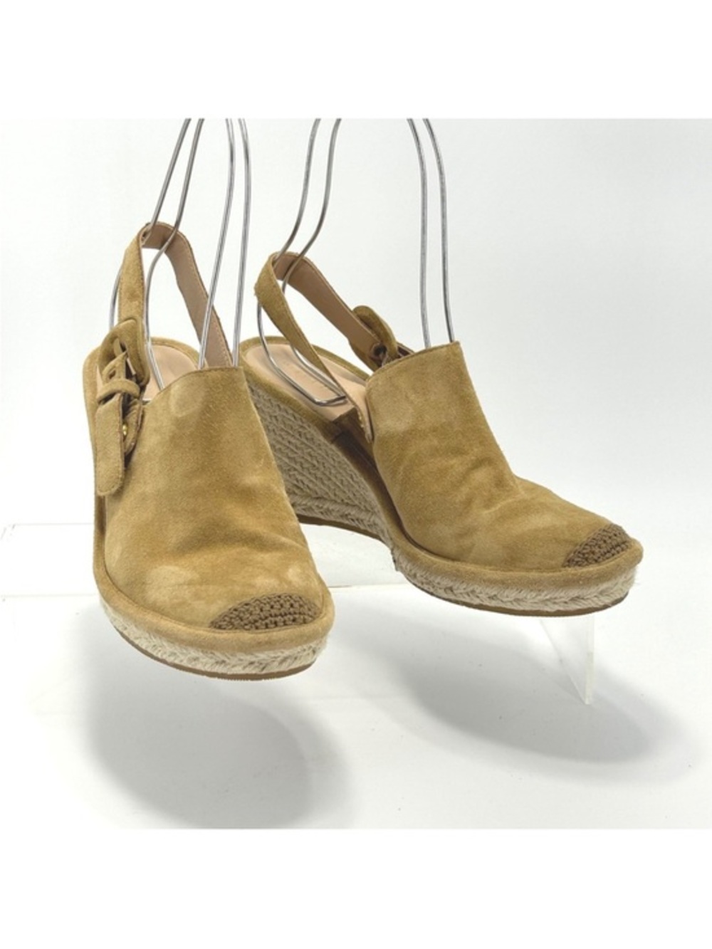 Veronica Beard Seki Tan Suede Espadrille Wedge Slingback Sandals Size 8M